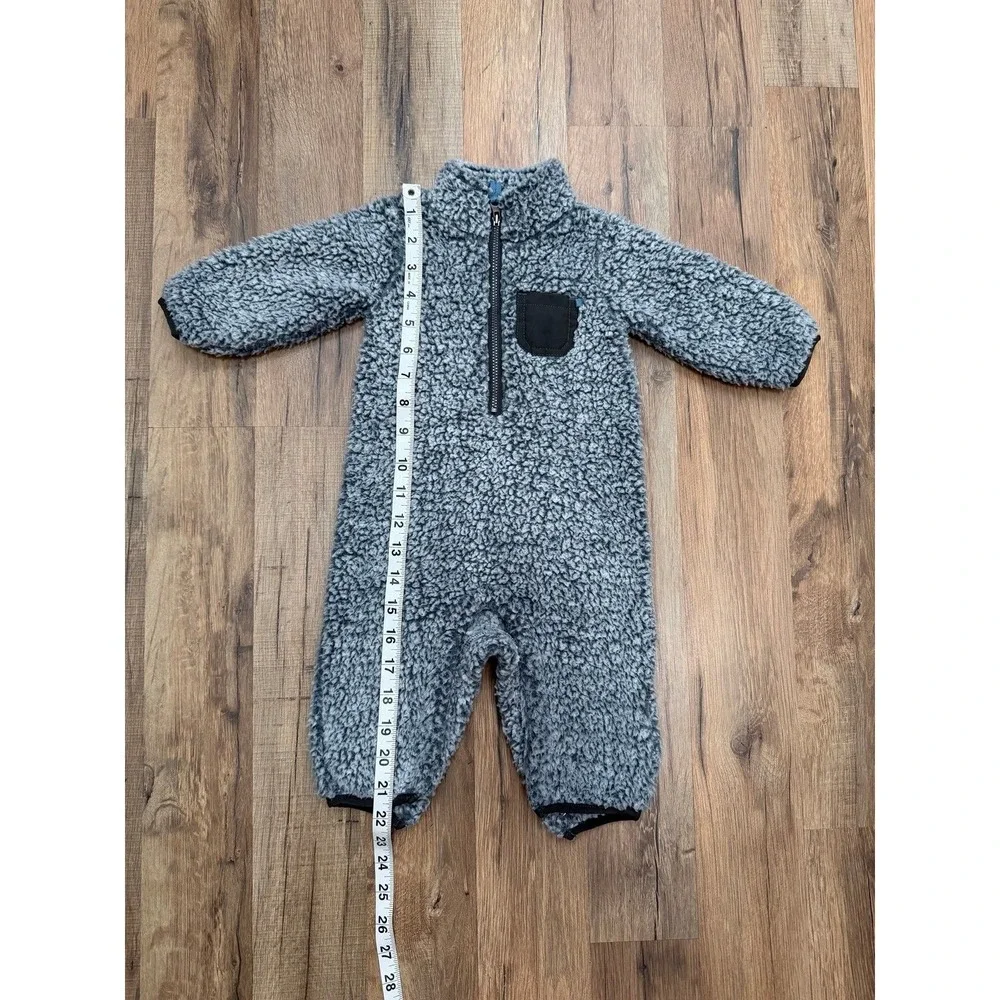 Carter's Baby Sherpa Fleece One Piece 6M Gray Cozy Zip‎ Suit Winter